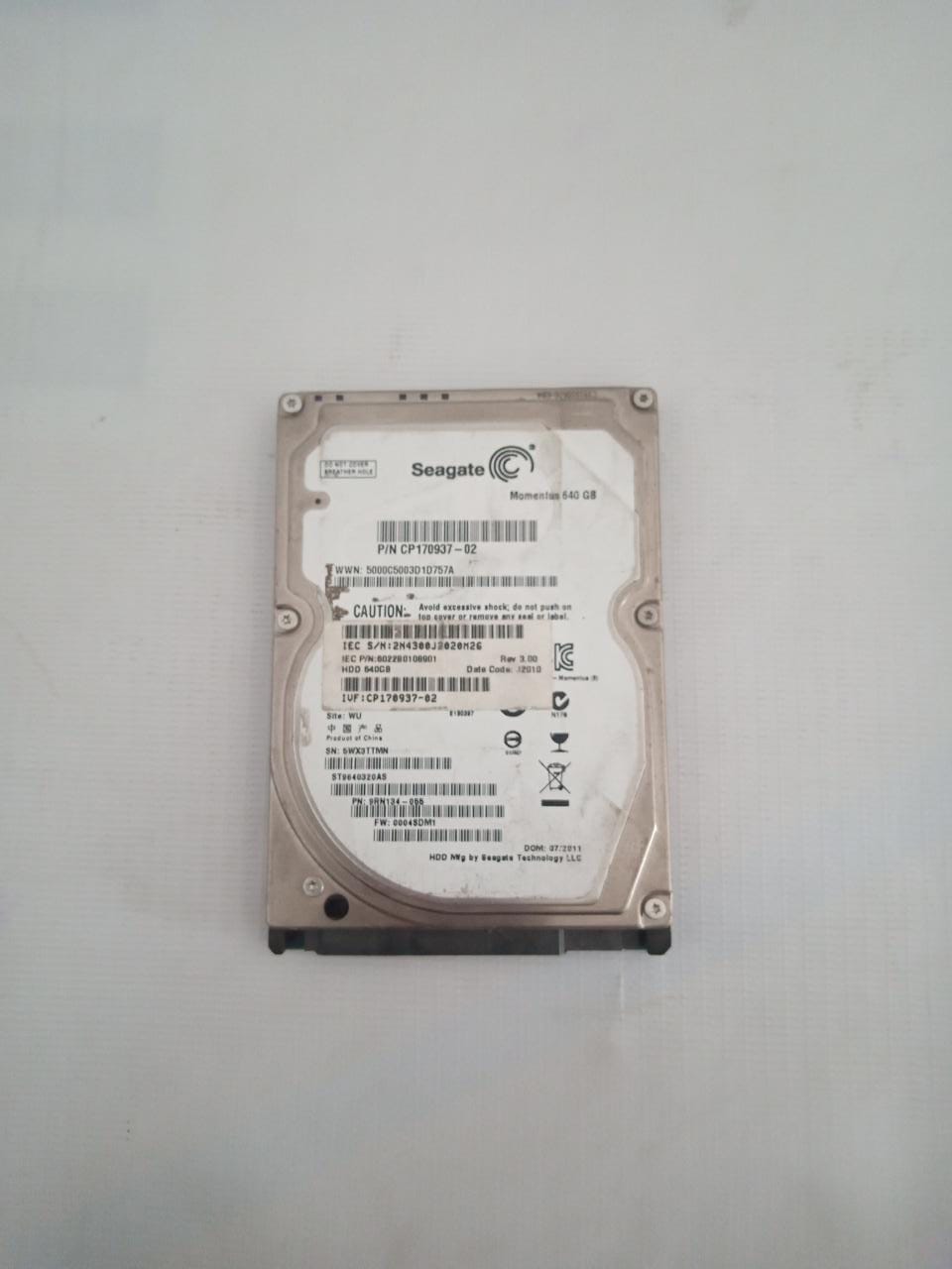 HDD Seagate 640 Gb Kesehatan 60%