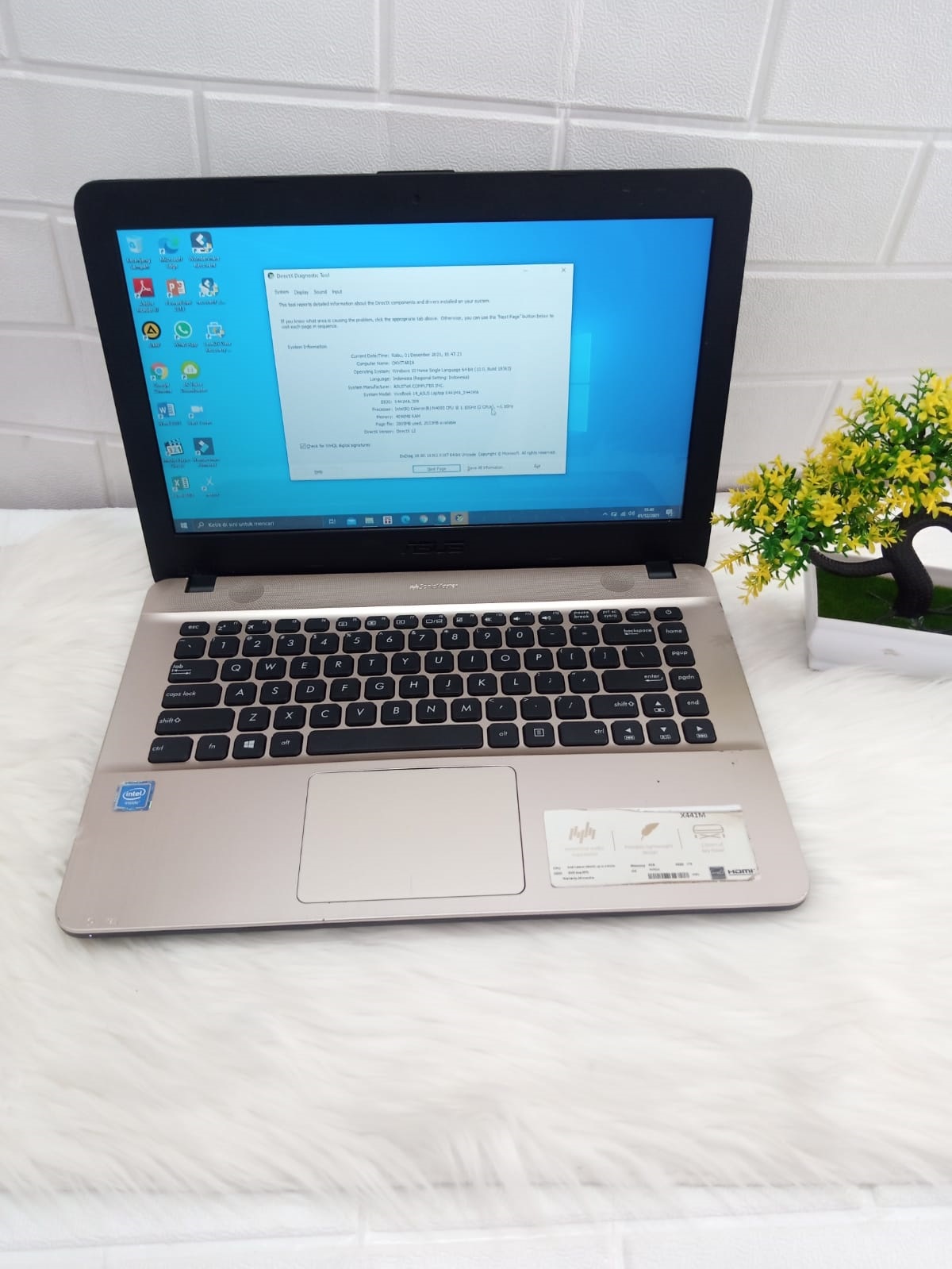 Laptop Asus X441m Intel N4000 Ram 4 Gb Hdd 1000 Gb Garansi Pabrik Sd 24022022 Pusat 0299